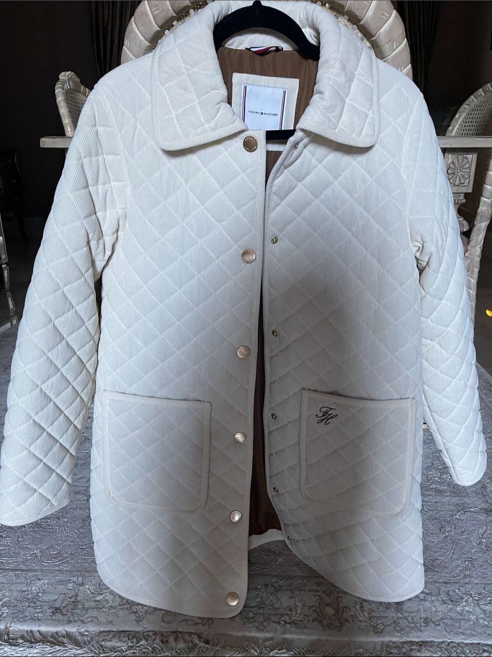 Tommy Hilfiger Quilted Cream Puffer Jacket